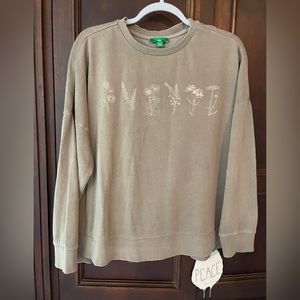 DIP - 2 pc distressed light brown sweatshirt (L) and pants (size M) EUC